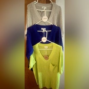 NWT Set of 3 Bibi and Macaran Knit Short sleeve sweaters Size XL